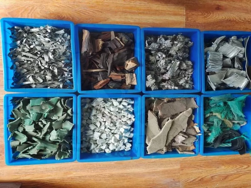 Shredded Material Samples and Outputs